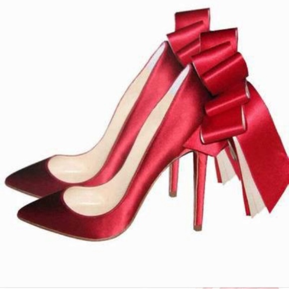 Christian Louboutin Shoes - LOUBOUTIN Red Silk Satin ANEMONE pumps 7.5